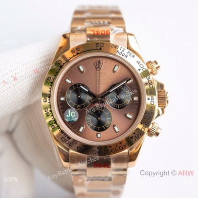 Swiss Grade Replica Rolex Daytona 904l Rose Gold Chocolate Dial Watch 40mm